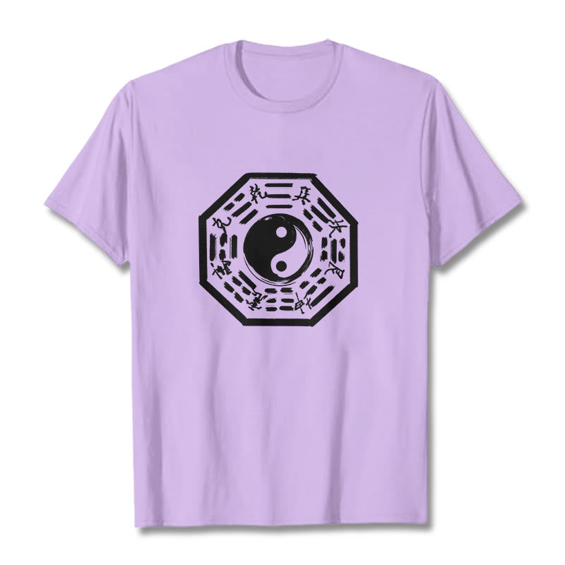 Buddha Stones Ba Gua Pattern Cotton Tee T-shirt - Plum - 2XL - image 16