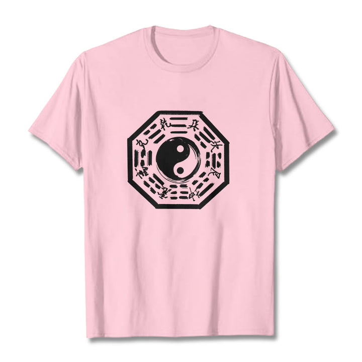 Buddha Stones Ba Gua Pattern Cotton Tee T-shirt - LightPink - 2XL - image 18