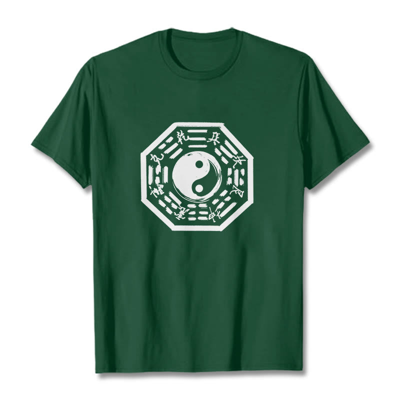 Buddha Stones Ba Gua Pattern Cotton Tee T-shirt - ForestGreen - 2XL - image 8