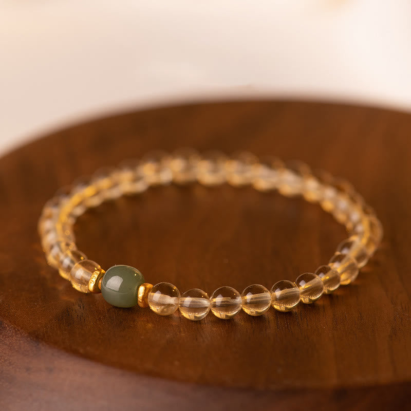 Buddha Stones Small Citrine Jade Beads Prosperity Bracelet - image 1