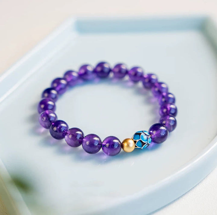 Buddha Stones Natural Amethyst Lotus Spiritual Awareness Bracelet - 8mm Amethyst(Wrist Circumference: 14-16cm) - image 13