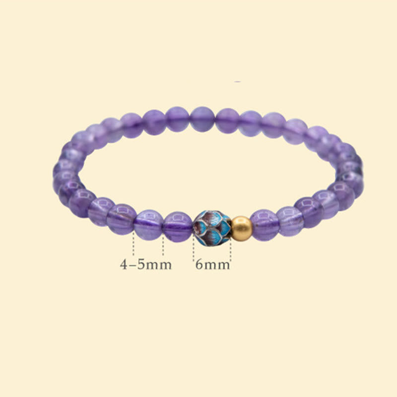 Buddha Stones Natural Amethyst Lotus Spiritual Awareness Bracelet - image 12