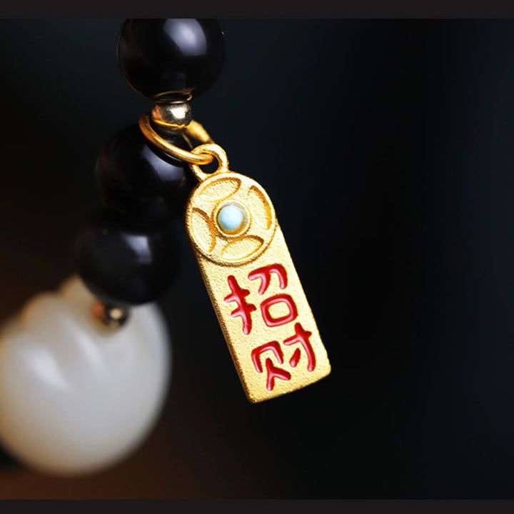 Buddha Stones Black Obsidian Cat Paw Bodhi Seed Lucky Fortune Charm Purification Bracelet - image 12