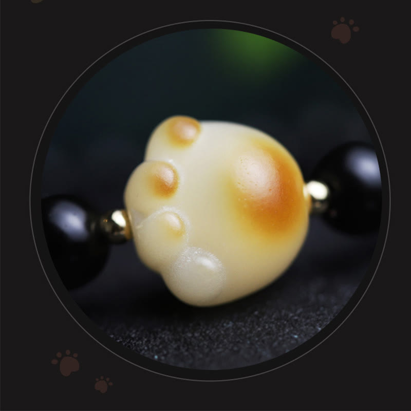 Buddha Stones Black Obsidian Cat Paw Bodhi Seed Lucky Fortune Charm Purification Bracelet - image 14