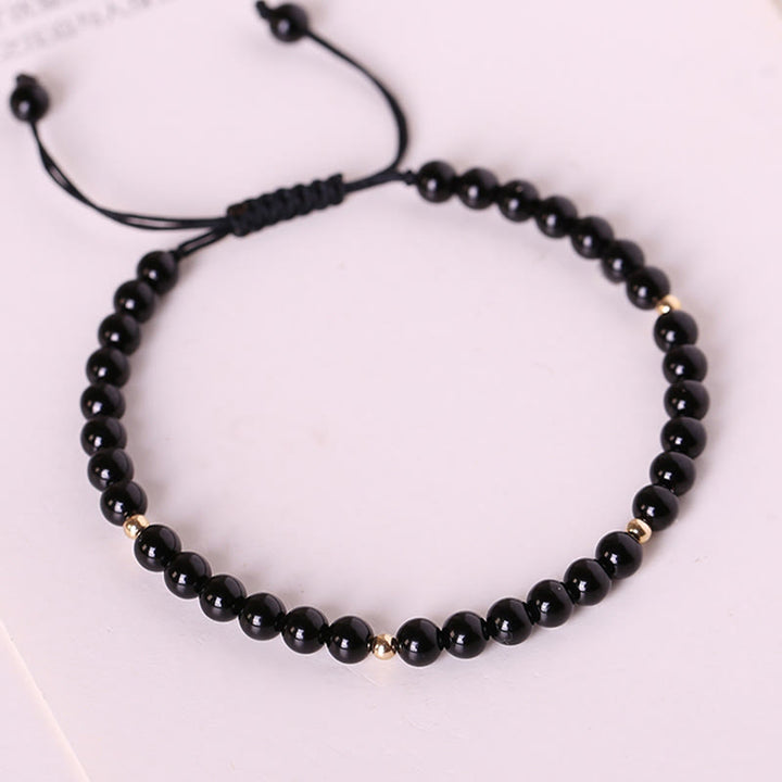 Buddha Stones Small Black Obsidian Beads Fulfillment Rope Bracelet - image 2