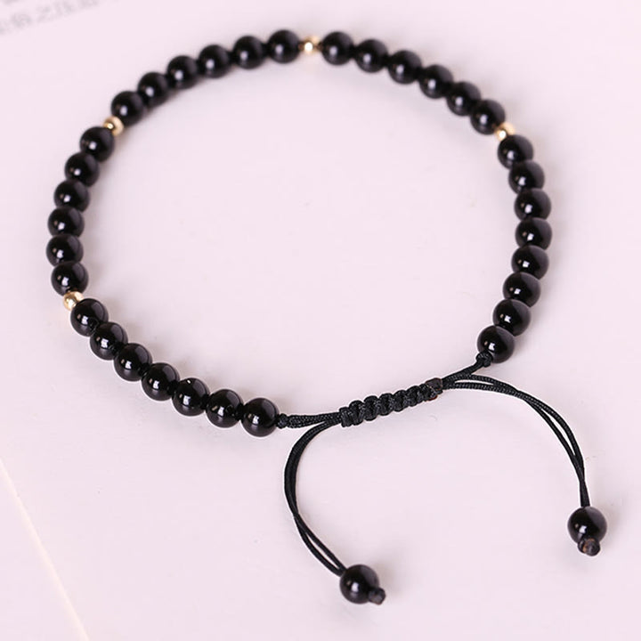 Buddha Stones Small Black Obsidian Beads Fulfillment Rope Bracelet - image 11