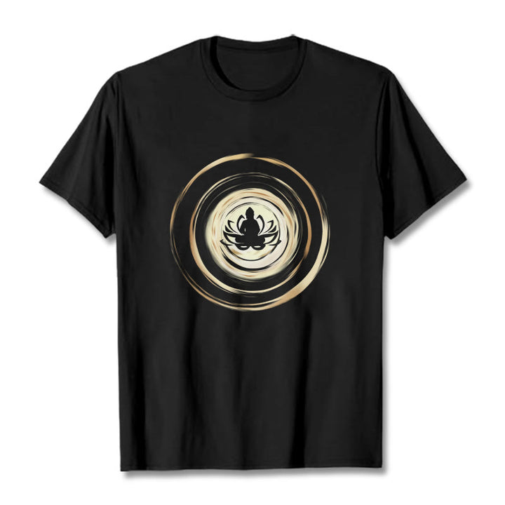 Buddha Stones Meditating Buddha Lotus Pattern Tee T-shirt - Black - 2XL - image 0