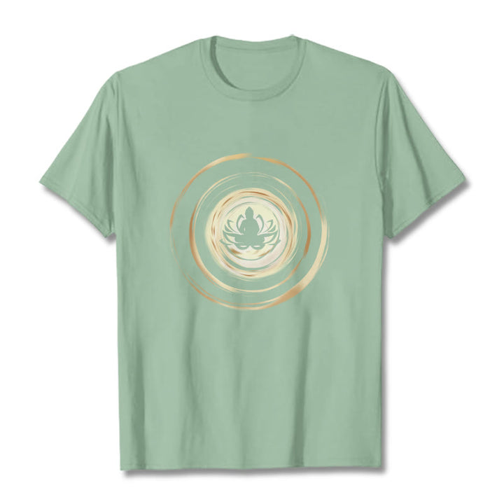 Buddha Stones Meditating Buddha Lotus Pattern Tee T-shirt - PaleGreen - 2XL - image 14