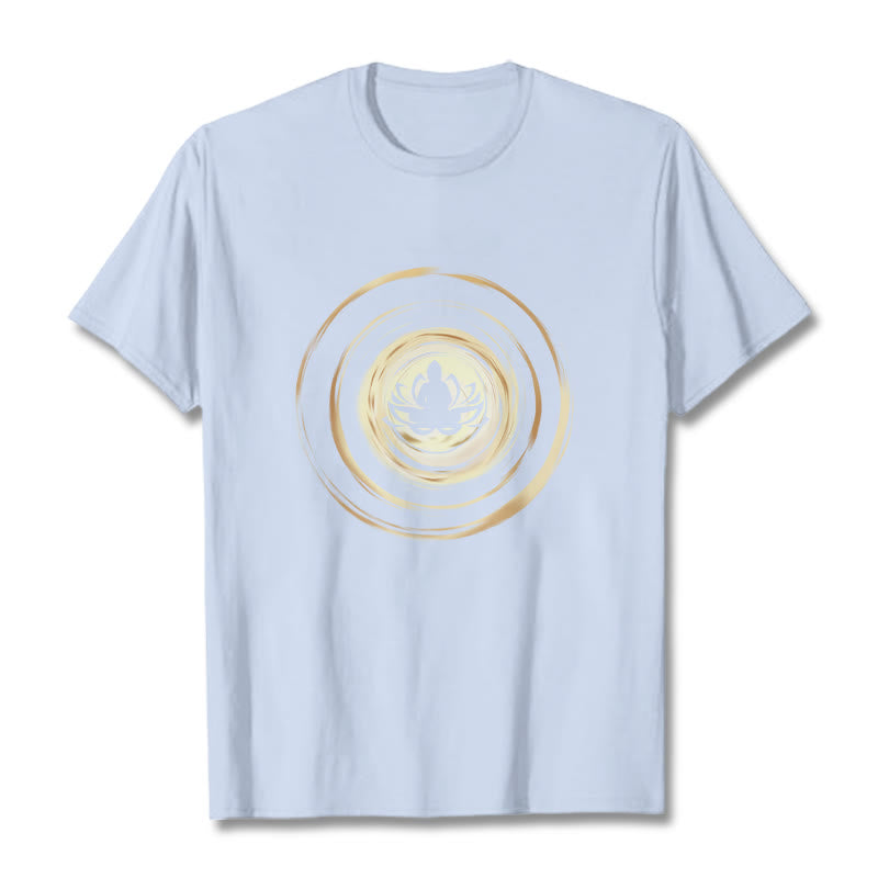 Buddha Stones Meditating Buddha Lotus Pattern Tee T-shirt - LightCyan - 2XL - image 18