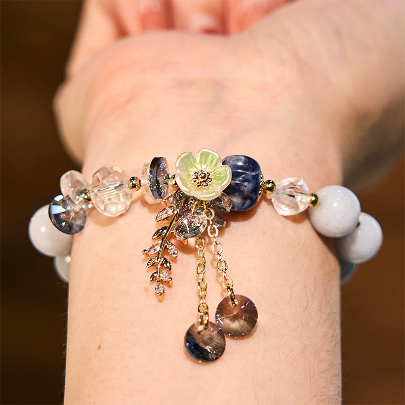 Buddha Stones Blue Crystal Amethyst Sun Stone Green Aventurine Healing Bracelet - image 16