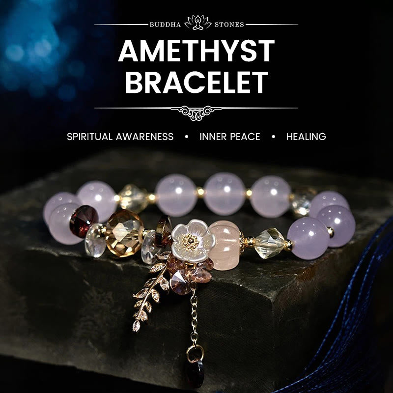 Buddha Stones Blue Crystal Amethyst Sun Stone Green Aventurine Healing Bracelet - Amethyst - image 10
