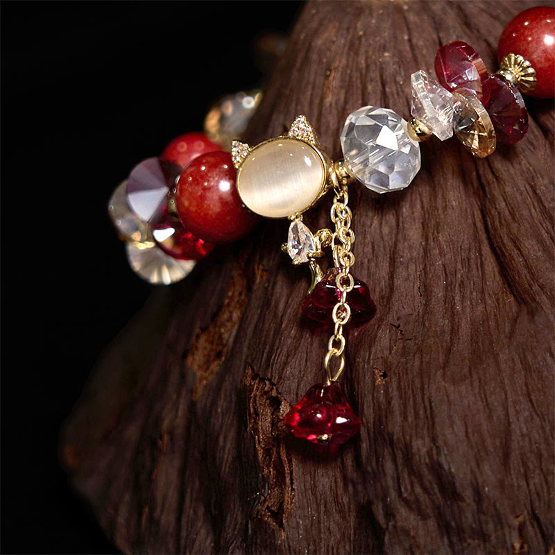 Buddha Stones Amethyst Green Crystal Red Crystal Cat Balance Bracelet - image 20