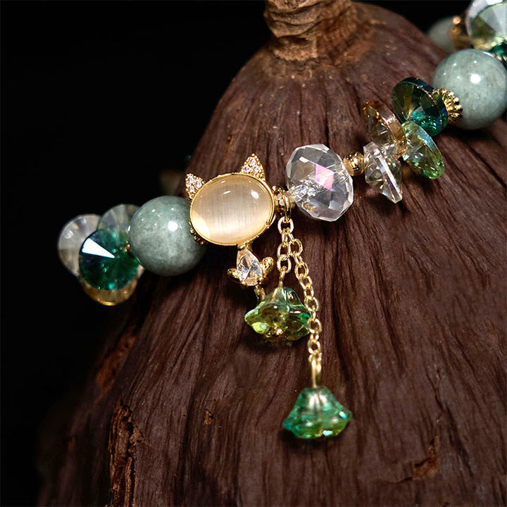 Buddha Stones Amethyst Green Crystal Red Crystal Cat Balance Bracelet - image 9