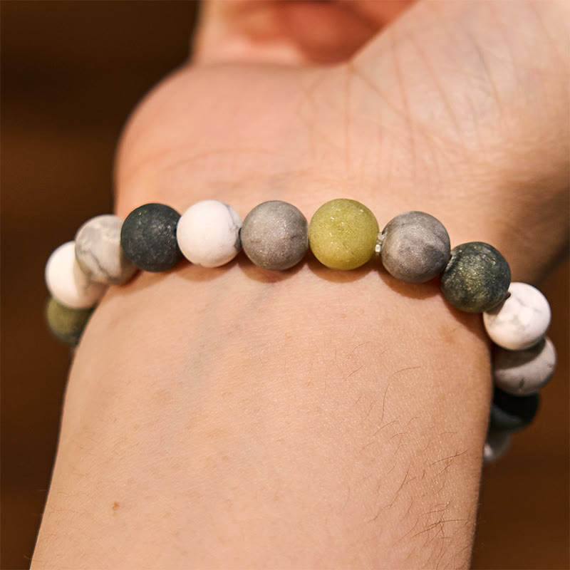 Buddha Stones White Turquoise Picasso Jasper Green Calcite Blessing Bracelet - image 3