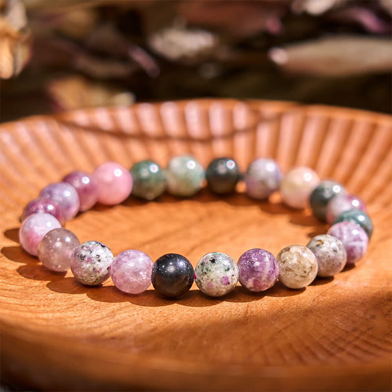 Buddha Stone Rainbow Tourmaline Positive Bracelet - image 1