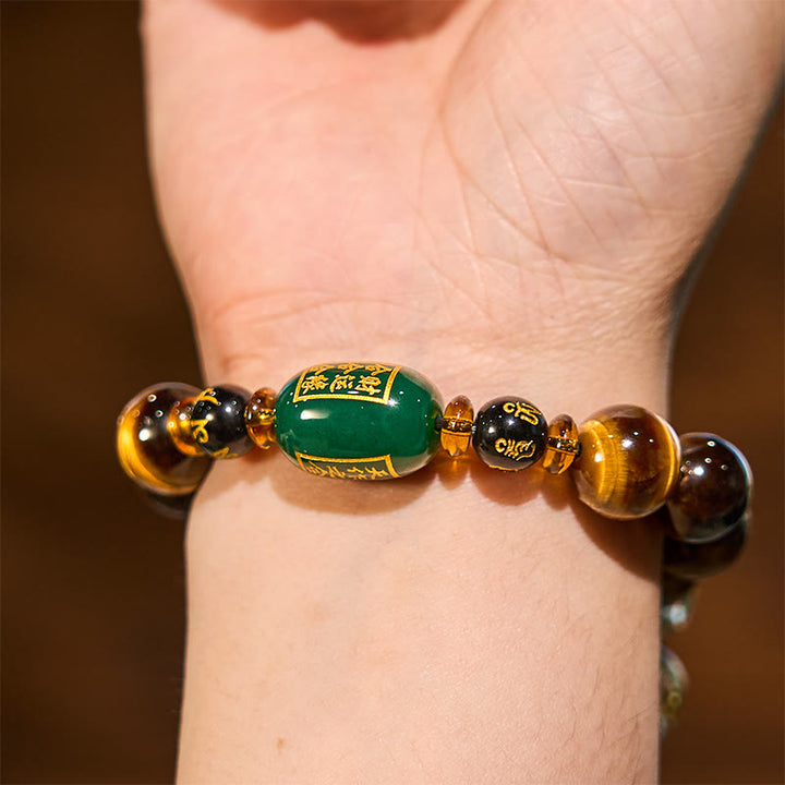 Buddha Stones Chinese Zodiac Tiger Eye White Crystal Courage Bracelet - image 9