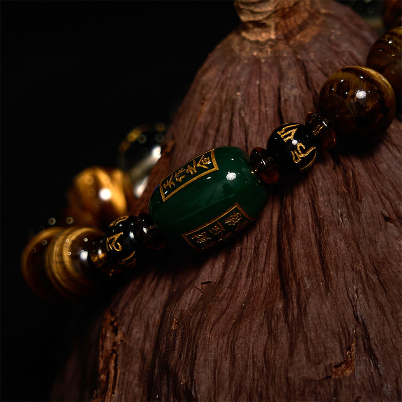Buddha Stones Chinese Zodiac Tiger Eye White Crystal Courage Bracelet - image 7
