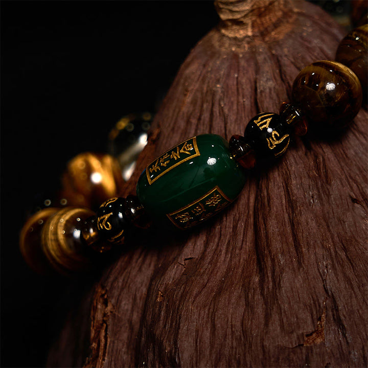 Buddha Stones Chinese Zodiac Tiger Eye White Crystal Courage Bracelet - image 7