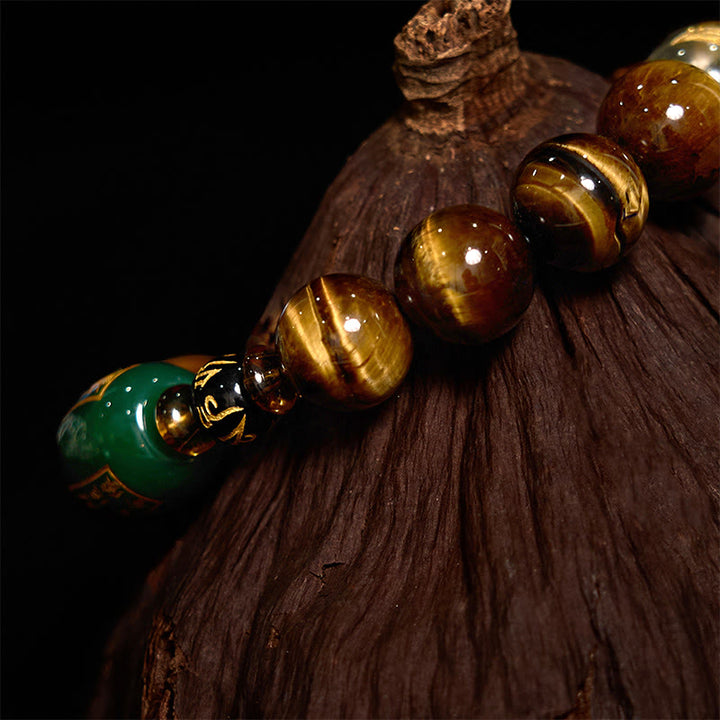 Buddha Stones Chinese Zodiac Tiger Eye White Crystal Courage Bracelet - image 5