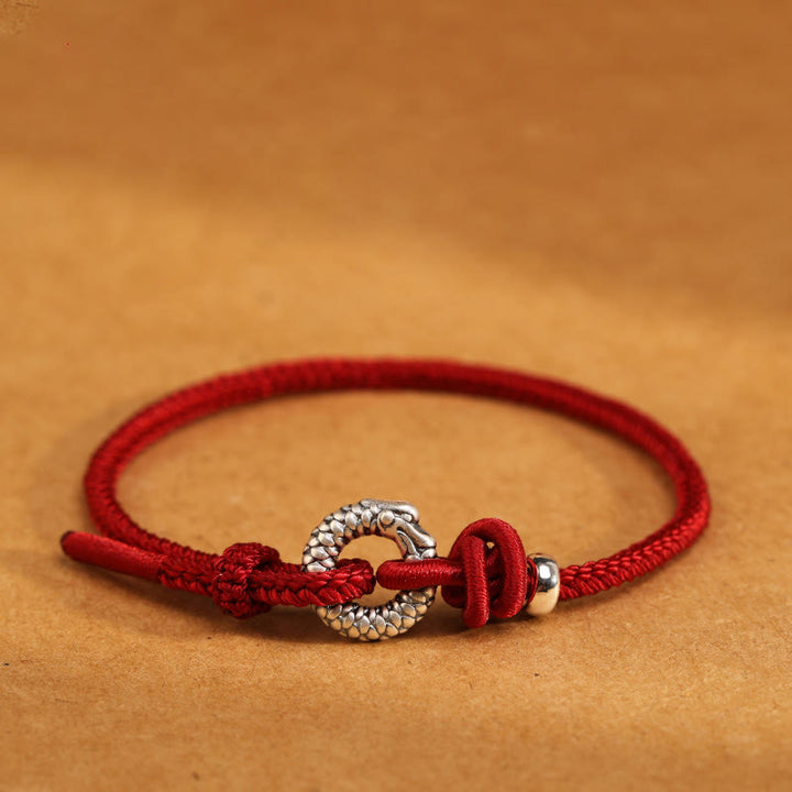 Buddha Stones 999 Sterling Silver Year Of The Dragon Peace Buckle Luck Bracelet - 999 Sterling Silver(Wrist Circumference 14-18cm) - image 0