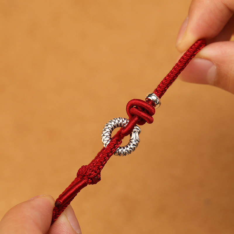 Buddha Stones 999 Sterling Silver Year Of The Dragon Peace Buckle Luck Bracelet - image 2