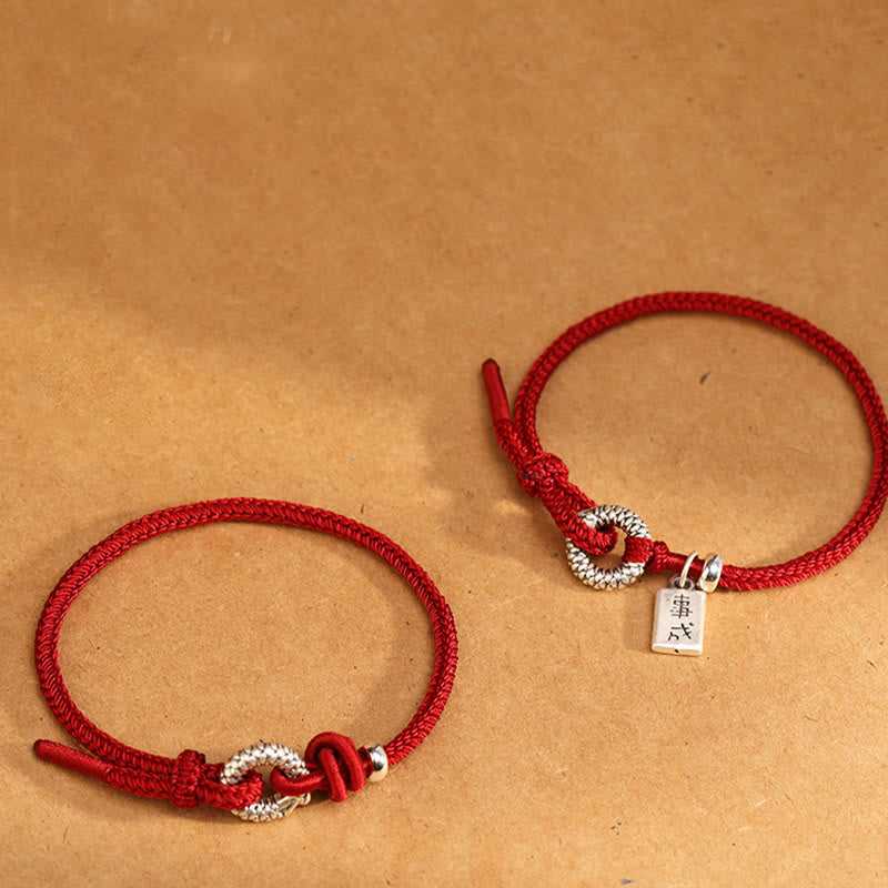 Buddha Stones 999 Sterling Silver Year Of The Dragon Peace Buckle Luck Bracelet - image 1