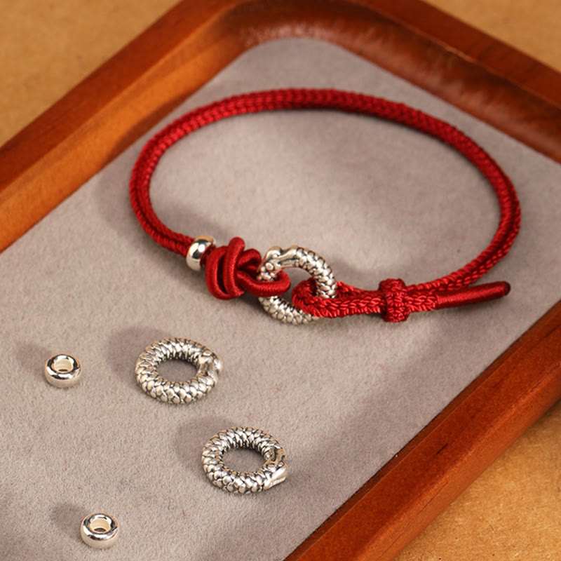 Buddha Stones 999 Sterling Silver Year Of The Dragon Peace Buckle Luck Bracelet - image 16