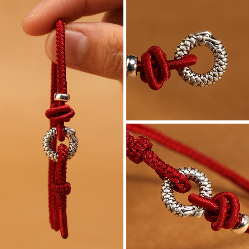 Buddha Stones 999 Sterling Silver Year Of The Dragon Peace Buckle Luck Bracelet - image 19