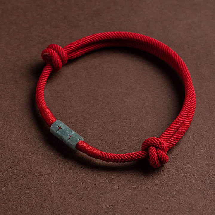 Buddha Stones Luck Jade String Rope Bracelet - Red(Wrist Circumference 14-20cm) - image 7