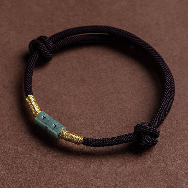 Buddha Stones Luck Jade String Rope Bracelet - Brown Gold(Wrist Circumference 14-20cm) - image 6