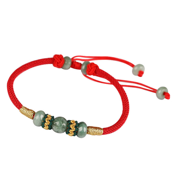 Buddha Stones Jade Abacus Bead Prosperity Red String Rope Bracelet - image 18