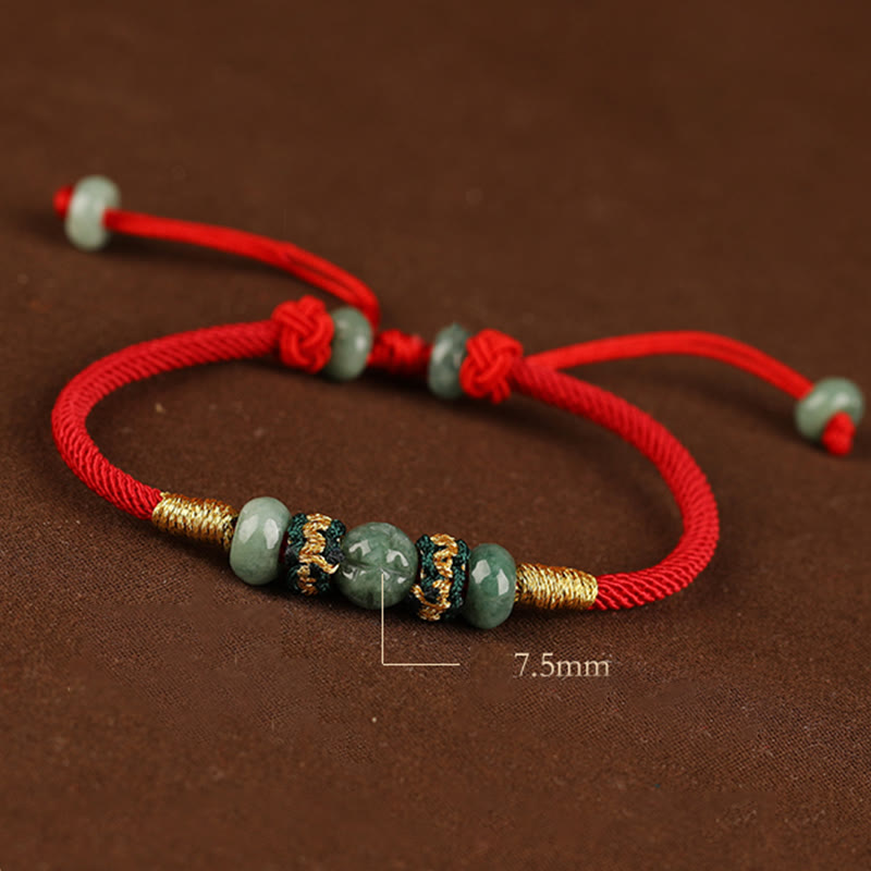 Buddha Stones Jade Abacus Bead Prosperity Red String Rope Bracelet - image 16