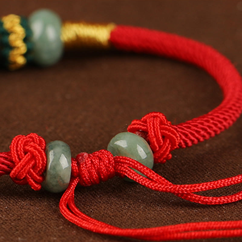 Buddha Stones Jade Abacus Bead Prosperity Red String Rope Bracelet - image 11