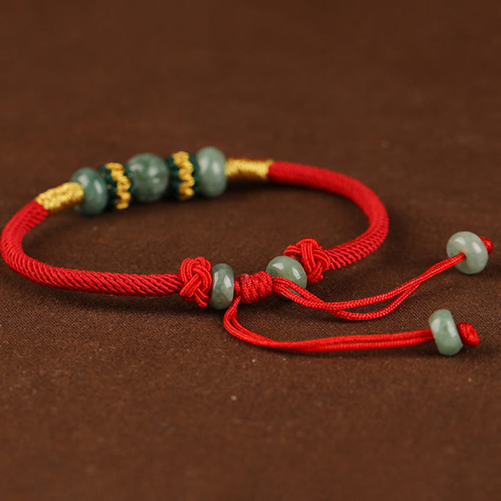 Buddha Stones Jade Abacus Bead Prosperity Red String Rope Bracelet - image 3