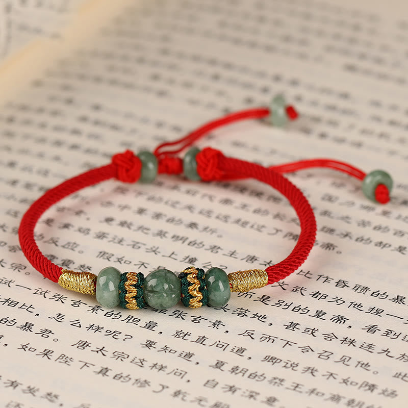 Buddha Stones Jade Abacus Bead Prosperity Red String Rope Bracelet - image 14