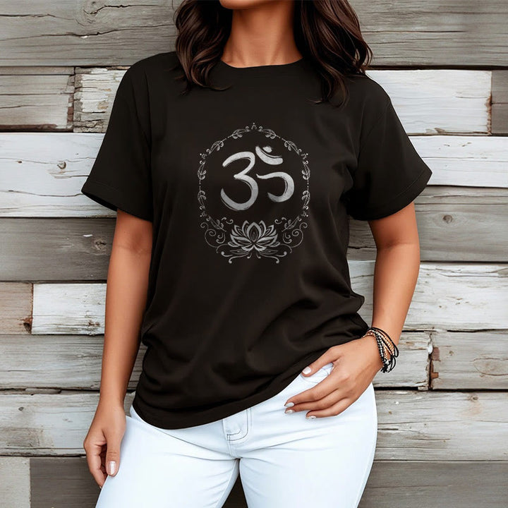 Buddha Stones OM Lotus Sketch Cotton Tee T-shirt - image 3