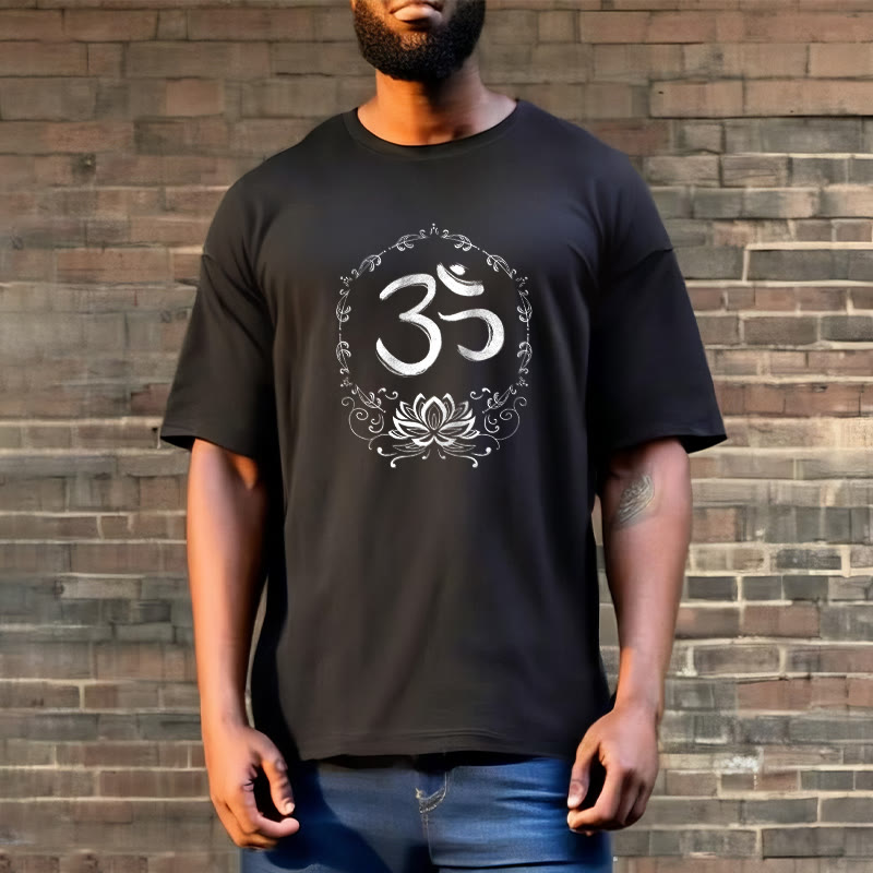 Buddha Stones OM Lotus Sketch Cotton Tee T-shirt - image 1