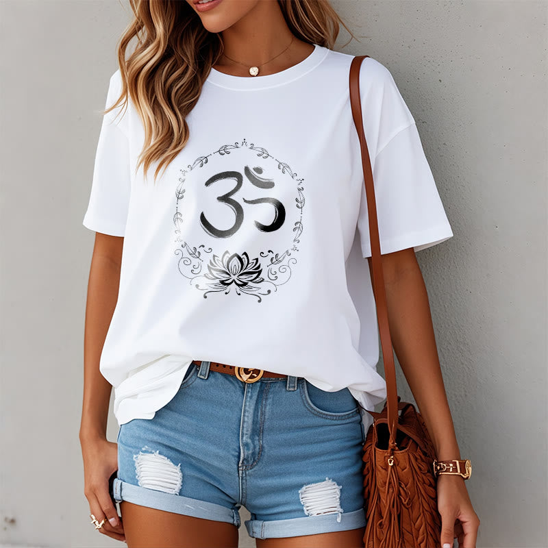 Buddha Stones OM Lotus Sketch Cotton Tee T-shirt - image 9
