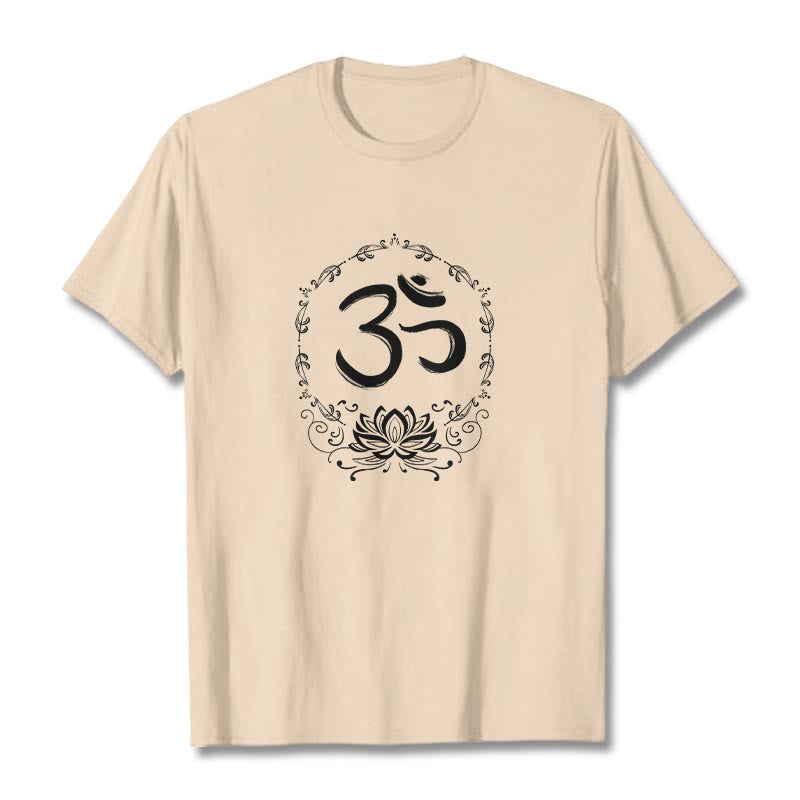 Buddha Stones OM Lotus Sketch Cotton Tee T-shirt - Bisque - 2XL - image 11