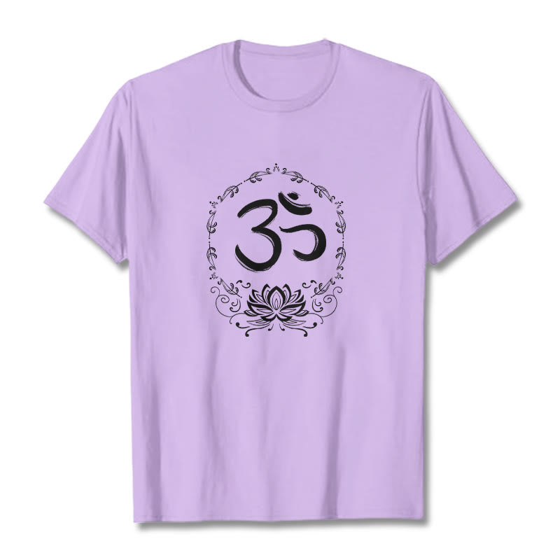 Buddha Stones OM Lotus Sketch Cotton Tee T-shirt - Plum - 2XL - image 16