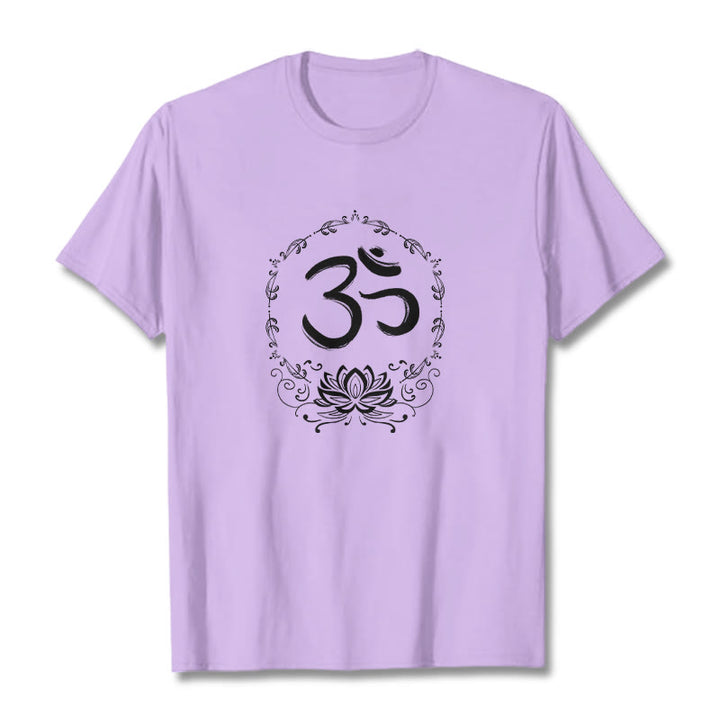 Buddha Stones OM Lotus Sketch Cotton Tee T-shirt - Plum - 2XL - image 16