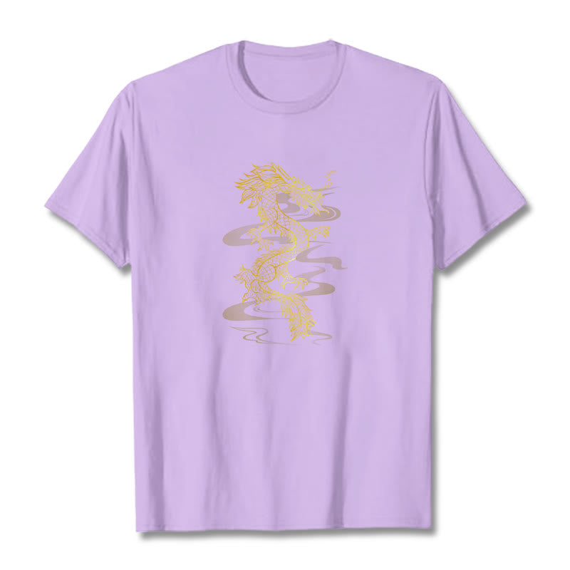 Buddha Stones Golden Dragon Cotton Tee T-shirt - Plum - 2XL - image 16