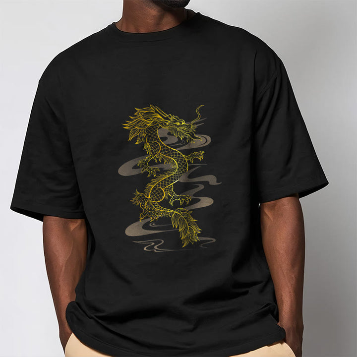 Buddha Stones Golden Dragon Cotton Tee T-shirt - image 2