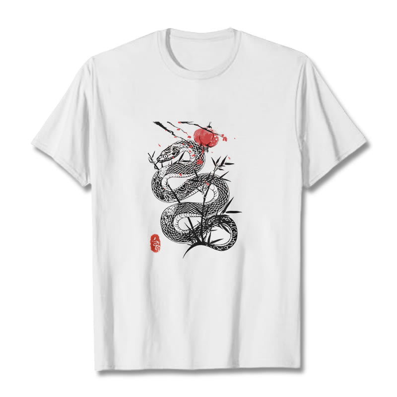 Buddha Stones Lantern Bamboo Leaves Snake Design Cotton Tee T-shirt - image 6