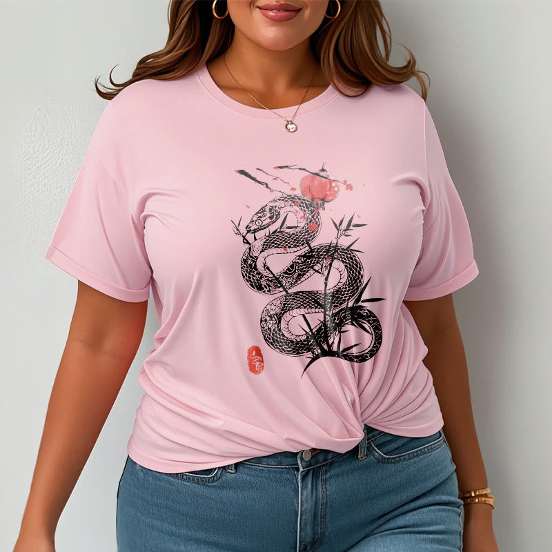 Buddha Stones Lantern Bamboo Leaves Snake Design Cotton Tee T-shirt - image 19
