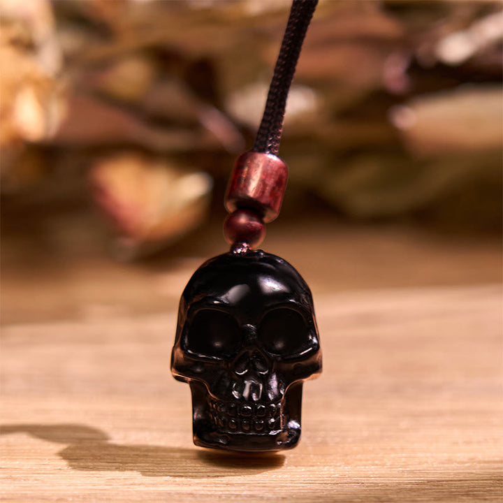 Buddha Stones Black Obsidian String Skeleton Fulfilment Necklace Pendant - image 8