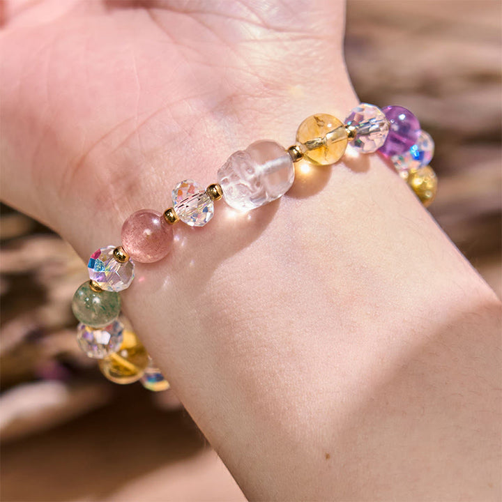 Buddha Stones PiXiu White Crystal Citrine Green Strawberry Quartz Amethyst Luck Bracelet - image 7