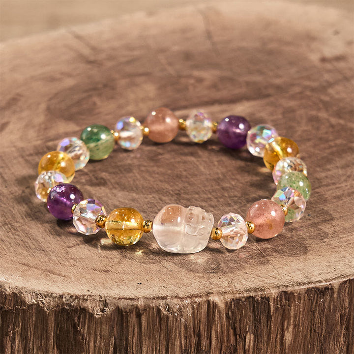 Buddha Stones PiXiu White Crystal Citrine Green Strawberry Quartz Amethyst Luck Bracelet - image 6