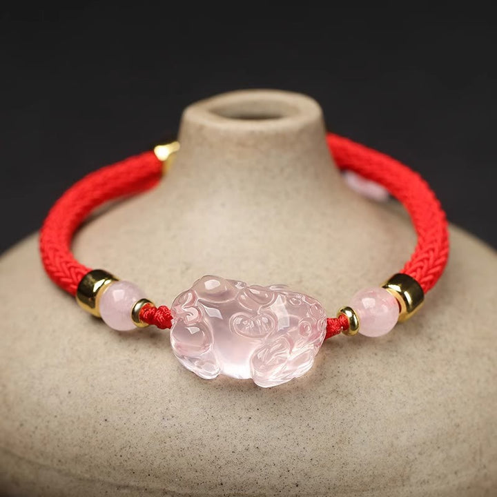 Buddha Stones PiXiu Pink Crystal Wealth String Braided Bracelet - image 3