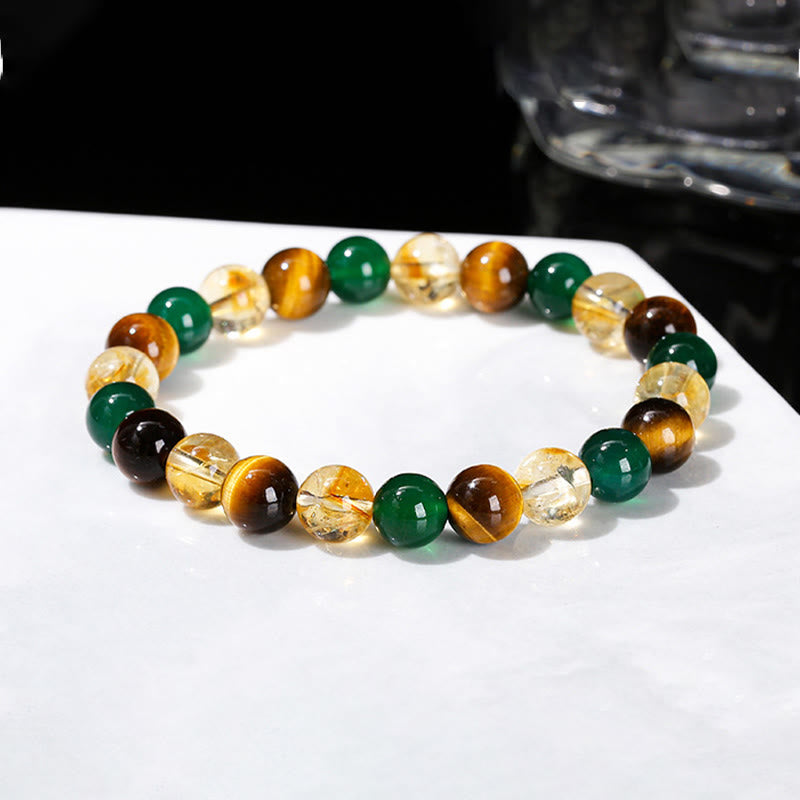 Buddha Stones Natural Tiger Eye Green Agate Citrine Mix And Match Beads Protection Bracelet - image 11
